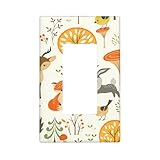 Mdulftar Woodland Animals 1-Gang Rocker Wall Plate, Forest Mushroom Switch Plate for Nursery, Kids Room, Playroom & Cabin