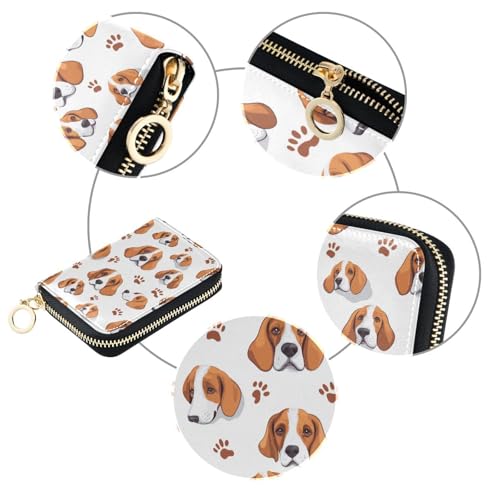 Cartoon Dog Women’s Zipper Card Wallet – Compact Palm-Size PU Leather Case with RFID Protection, 9 Card Slots, Room for Coins, Lightweight for Daily & Travel Use3