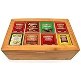 Twinings Tea Sampler Collection – 80 Tea Bags, 20 Flavours/Assorted Tea, Gift Set in Decorative Bamboo Box – Wooden Organizer Tea Chest Included – Ideal for Home, Office, Family & Friends (Bamboo Box)