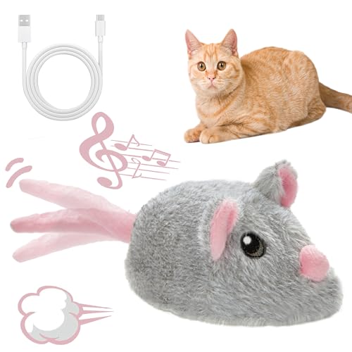 Vealind Katzenspielzeug Elektrisch Spielmaus, Katzenspielzeug Mäuse Spielmäuse für Katze mit Umzug USB Wiederaufladbar Interaktive Spielzeug Maus (Grau) Vealind Katzenspielzeug Elektrisch Spielmaus, Katzenspielzeug Mäuse Spielmäuse für Katze mit Umzug USB Wiederaufladbar Interaktive Spielzeug Maus (Grau)
