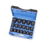 JET 1 Inch Drive Impact Socket Set - SAE 6 Point Standard Sockets with Torque Drive - 18 Pieces