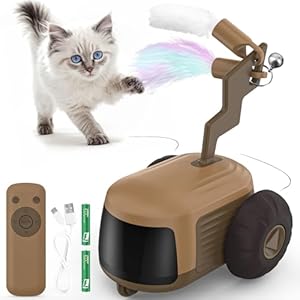 Turbo Tail 4.0 Remote Control Cat Toy, Automatic Smart Obstacle Avoidance Interactive Cat Toys for Indoor Cat, 2-Speed Kitten Toys, Rechargeable Cat Toys for Bored Indoor Adult Cats