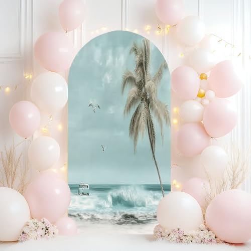 Wedding Arch Backdrop Cover 7.2FT Teal Ocean Beach Summer Coastal