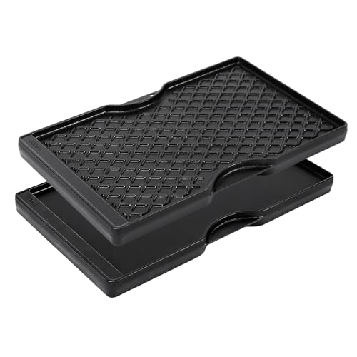 Utheer Double-Sided Ceramic Griddle for Weber Spirit 200 Series, 17.5" × 10.2" Replacement for Weber 7637 ｜ Reversible Flat & Ribbed Surface, Matte Black Enamel, Heavy-Duty Cast Iron