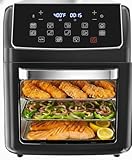 HealSmart 10-in-1 Air Fryer Oven, 12.6Qt Convection Oven with Visible Window, Rotisserie & Grill, Family-Size Airfryer with Visible Window for Healthy Cooking