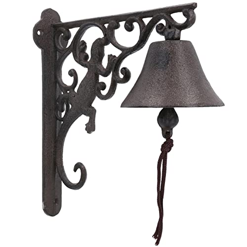 Campana de hierro fundido con geco para decorar tu jardín, porche o la entrada de casa 2