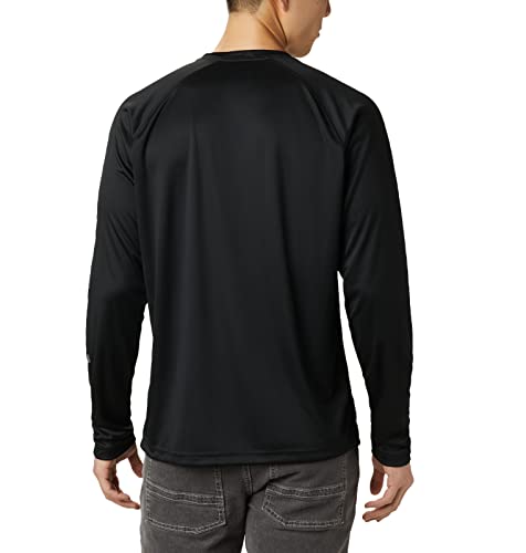 Columbia Men's Fork Stream Long Sleeve Shirt, Black/City Grey Logo, Large #TOP1