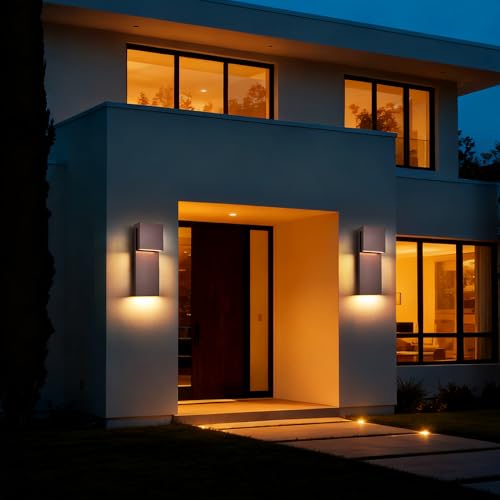 Image of Tarentlight 15IN Outdoor Wall Sconce Fixture,Dusk to Dawn Patio Lights,Waterproof Exterior Lamp,Modern Wall Mounted with 17W 3000K LED, Bronze Finish,Outside Lights for House Front Door Entryway