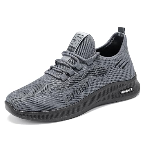 DOWNHI Chaussures De Sport pour Hommes, Sneakers Hommes, Chaussure de Course Trainer Tennis Sport Gym Fitness Ourdoor Running,Gray-10 UK/44 EU