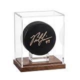 Happyseason Hockey Puck Display Case Walnut, UV-Protected Acrylic