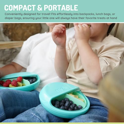 melii Spin Snack Container | 3-Compartment Rotating Snack Box with Sliding Window, BPA-Free, Dishwasher Safe, Portable Snack Container for Kids Ages 3+ (Blue) by melii - Image 3