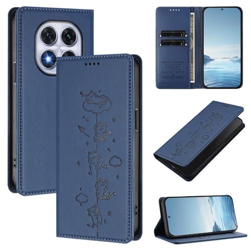 Housse Redmi Note 14 5G bleu avec motif chat pour vos sorties
