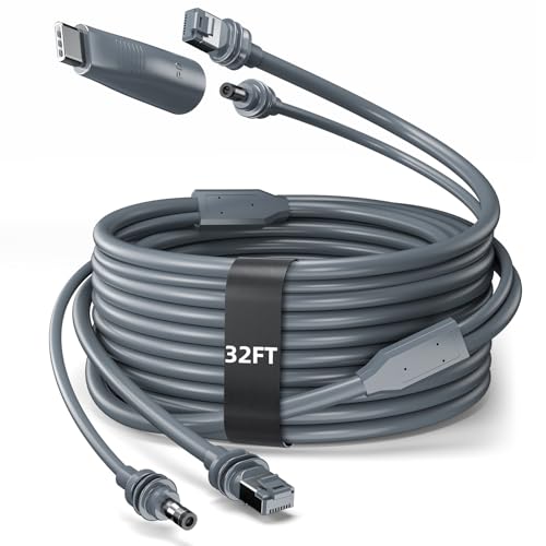 DuHeSin for Starlink Mini Ethernet Cable with Power Cord, 3 in 1 - RJ45 to RJ45 / DC to DC/DC to C, Replacement Waterproof Extension for Starlink Mini Cable Accessories (32.8FT/10M)