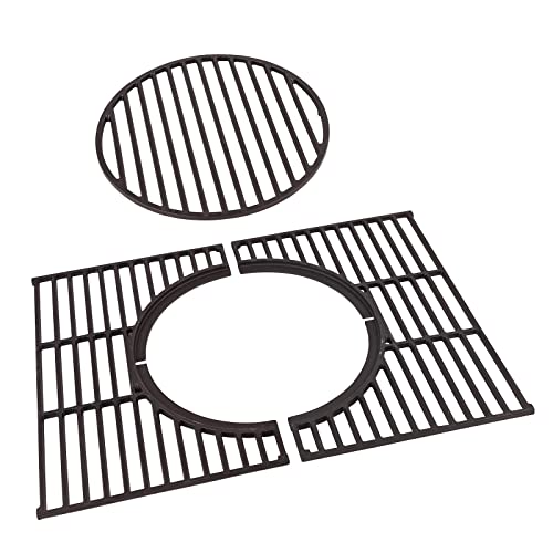 tepro Universal Guss-Grillrost-Set mit Rost-in-Rost-System aus emailliertem Gusseisen mit herausnehmbarer Rostmitte für unterschiedliche Einleger, Farbe schwarz, Maße ca. 41,5 x 55 x 1 cm