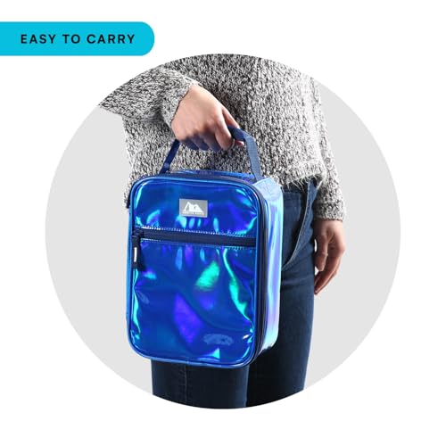 Image of Arctic Zone Chrome Kids Lunch Box Combo with Ice Pack, Midnight | Kids lunch box with reusable gel ice pack and sandwich container, 2 compartment insulated cooler for school or travel lunch