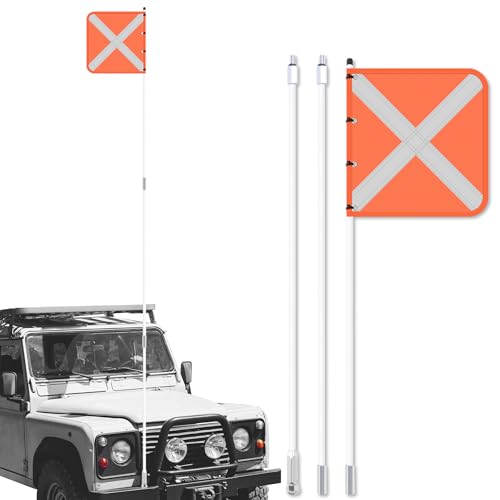 ZYEMILE 10ft High-Visibility Safety Flag with Reflective Strips & Quick-Connect Base - Heavy-Duty ATV/UTV Sand Flag for Off-Roading, Dune Buggies, Beach Riding - Durable Outdoor Safety Accessory for Dunes & Desert (Easy Install)