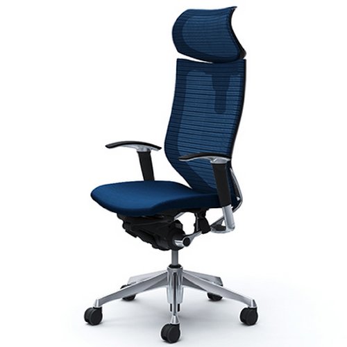 オカムラ オフィスチェア バロン 可動ヘッドレスト 可動肘 座クッション ミディアムブルー CP81BR-FEF4