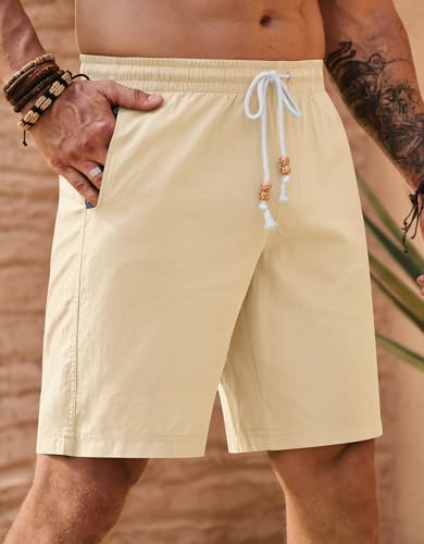 Men's Casual Cotton Shorts Drawstring 8 Inch Summer Vacation Shorts with Pockets (S-XXL)4