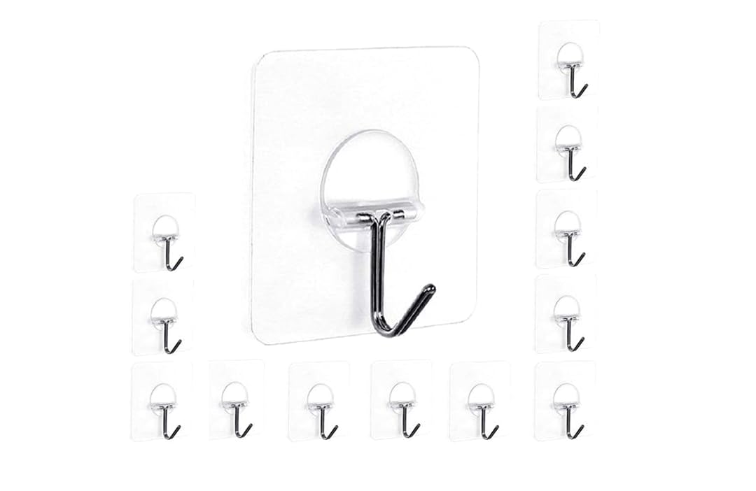 Pack of 12 Adhesive Hooks For Heavy-Duty Hanging Self-Adhesive Sticky Wall Hooks