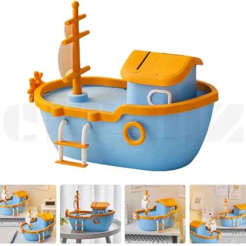 Image of Pirate Ship Piggy Bank Kids Money Saving Bank Plastic Coin Bank Money Bank with Key Coin Saving Box Money Saving Box Tabletop Decoration Money Jar Creative Gifts.