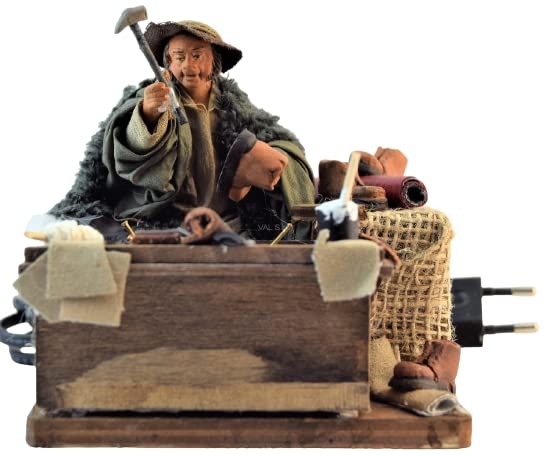 Holyhome Ciabattino in movimento cm 12 (4,72 Inch) - Presepe Napoletano Terracotta Vestita