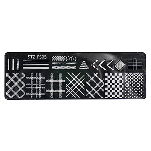 zeizafa Decoración de uñas, plantillas de arte de uñas, diseño de placa de estampado, diseño de flores, animales, tablero de ajedrez, plantillas de sellos de encaje, placas para imagen para uñas DIY