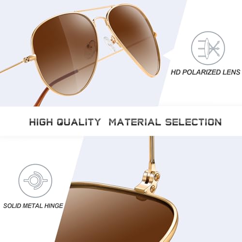 Image of Classic Aviator Sunglasses for Men Womens Polarized UV Protection Driving Sunglasses