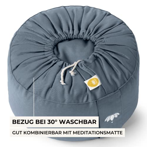 Foto von Lotuscrafts Yogakissen Meditationskissen Extra Hoch - Sitzhöhe 20cm - Waschbarer Bezug aus Baumwolle - Yoga Sitzkissen mit Dinkelfüllung - GOTS Zertifiziert