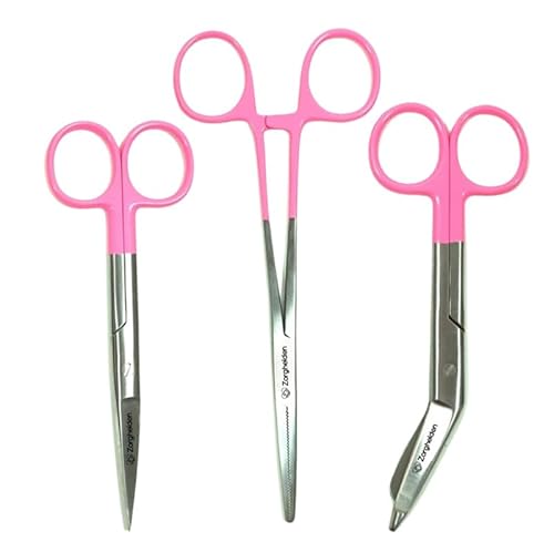 Set de ciseaux d'infirmière Pink Top - Ciseaux à bandages - Accessoires infirmiers - Ciseaux de premiers secours - Ciseaux médicaux - Kocher - Cadeau pour infirmière
