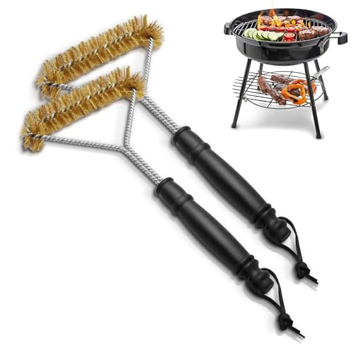 xolear 2 Pezzi Spazzola Per Barbecue, 30 cm Spazzola a Griglia Triangolare, Manico Lungo Pulizia Barbecue in Acciaio Inox, per Pulire Griglia, Gas, Carbone, Grill Elettrici