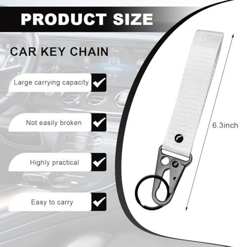 Image of Wevdn Car Key Chain, Fabric Metal Practical Multifunctional Motorcycle Keychain, Anti-Lost Keychain with O-Ring for Men Women (White)