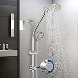 7.5' Rotatable Dual Shower Head with Handheld Combo, Kids Friendly Low 3-Way Diverter, Adjustable Slide Bar for Whole Family Use, Enjoy High...