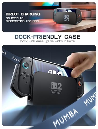 mumba dockable case for nintendo switch 2 2025 blade series tpu grip protective cover accessories compatible with switch 2 79 inch and quick-release joy-con design black
