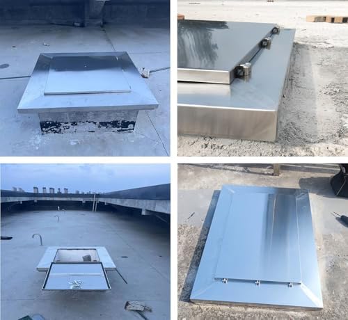 Heavy Duty Stainless Steel Roof Access Hatch Door, 24x24, 24x36, 30x30, 30x36 Inch, Secure Attic Cover with Gas Shock Strut & Handle for Safe Roof Access