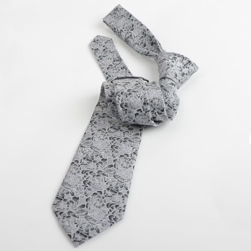 Image of Alizeal Mens 3.15'' Light Color Rustic Tie Handkerchief | with Flower Printed Handkerchief for Wedding Business Daily Wear