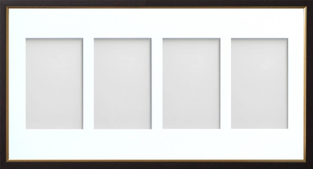 Frame Company Drayton Multi Aperture Photo Frame, Black with Gold Inset, 20x10 for 6x4 inch (x4)