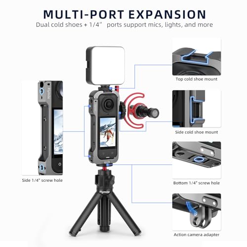 Image of Insta 360 X5 Utility Cage /Carrying Case (Frame + Lens Cap) Lens Guard /2 Pack Screen Protector Accessories Kit, Tempered Film Glass Metal Cover Portable Bag for Insta360 X5 Protective Bundle