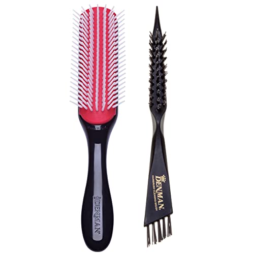 Denman D3 Hair Brush Bundle (7 Row) With Hairbrush Cleaning Brush – Ultimate Styling & Care For Curly Hair #TOP20