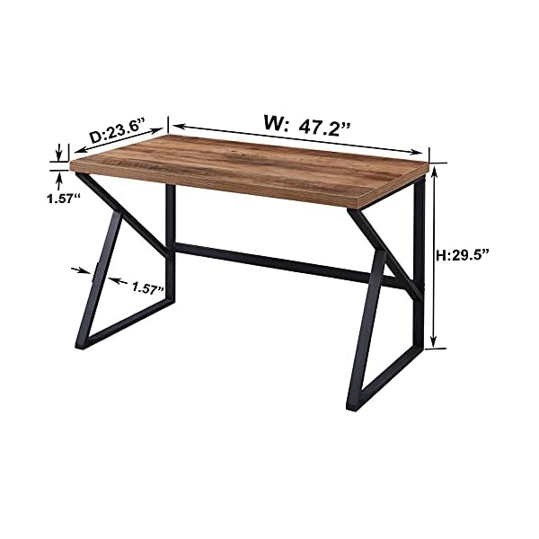 Hsh home office computer desk industrial modern simple metal wooden pc laptop executive desk farmhouse student computer table for work study writing gaming in bedroom living room rustic oak 47 inch  urban country home decor