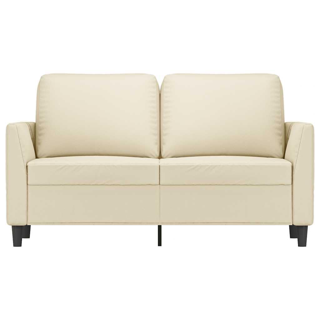 Quoril Canapé 2 places en cuir synthétique crème 120 cm avec fonction couchage et espace de rangement design moderne pour salon, chambre d'amis, salon peu encombrant, confortable et durable