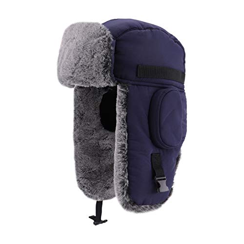 Gisdanchz Trappeur Casquette Hiver Chapka Russe Fourrure Ski Chapeau Homme Femme Ski Bonnet Étanche Détachable Masque Vetement De Chaude Casquette Chapka pour Ushanka Bleu Royal Cover
