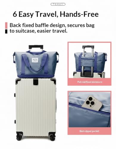 Image of WILDHORN 40 Liters Nylon Expandable Travel Duffle Bag for Men & Women, Waterproof Weekender Luggage Bag, Foldable Gym & Overnight Travel Hand Bag with Wet & Dry Compartment (Blue)