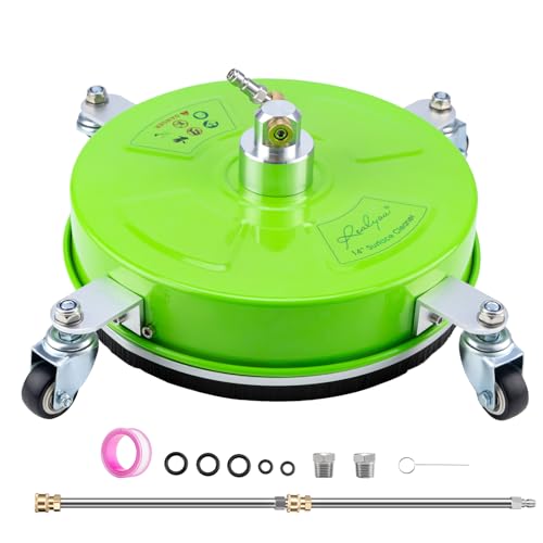 14" Pressure Washer Surface Cleaner with 4 Wheels, Stainless Steel Surface Cleaner for Pressure Wahser, Power Washer Surface Cleaner for Concrete, Patio, Sidewalk, Deck and Driveways-Green