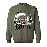 Polar Express Sweatshirt, Christmas Believe Sweater, Merry Ideas, All Aboard Polar Express, Hoodie Xmas Heather Dark Green