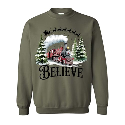 Polar Express Sweatshirt, Christmas Believe Sweater, Merry Ideas, All Aboard Polar Express, Hoodie Xmas Heather Dark Green