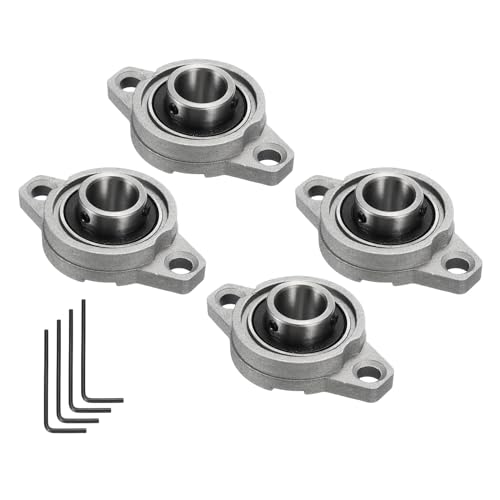 sourcing map Lot de 4 roulements à billes KFL002 à bride - alésage de 15 mm - En alliage de zinc - Roulements auto-alignés montés sur bride