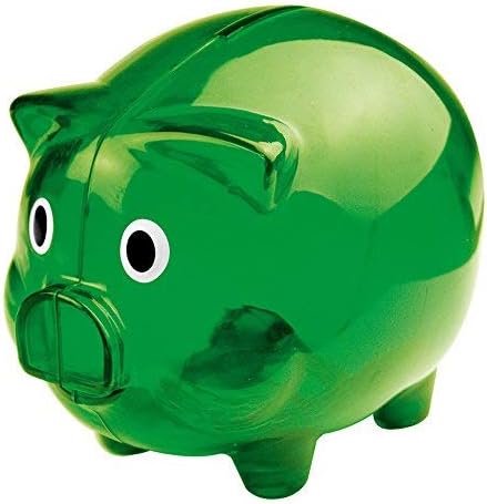 eBuyGBTransparent Piggy Bank Plastic Money Box for Kids, One Size, Green
