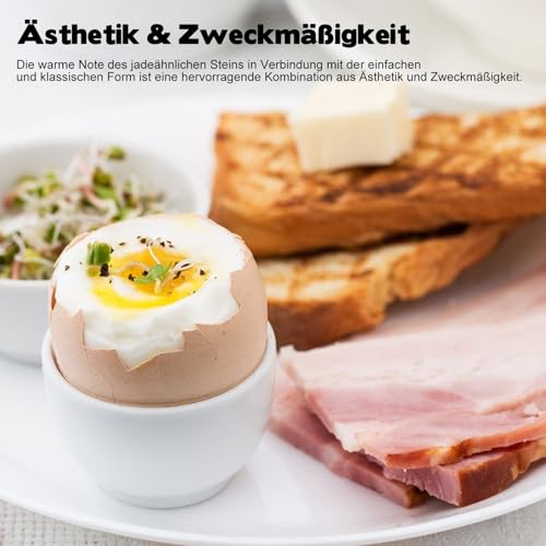 BOUTICOL 6er Set Porzellan Eierbecher Weiße EierStänder für Frühstückstische 5 x 4,3CM Porzellan-Eierhalter Stapelbar Frühstück Gekochtes Kochwerkzeug – Bild 7