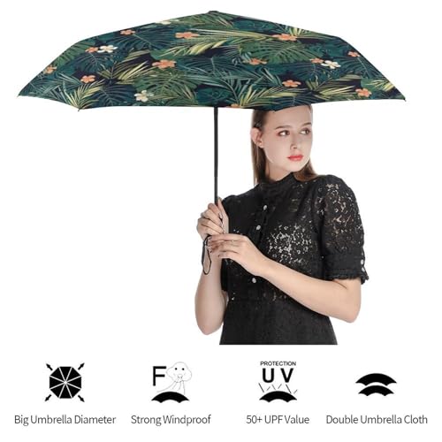 Parapluie pliable palmier hawaïen coupe-vent imperméable voyage compact - 4