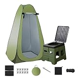 Udoric 簡易トイレ テント セット 災害用 着替え用テント ポータブルトイレ 防災 トイレ 避難グッズ 簡易更衣室 折り畳み式 組み立て簡単 簡易 携帯 非常用 緊急トイレ 男性 女性 子ども 子供用 介護用 旅行用 凝固剤・処理袋・収納バッグ付き (グリーン)